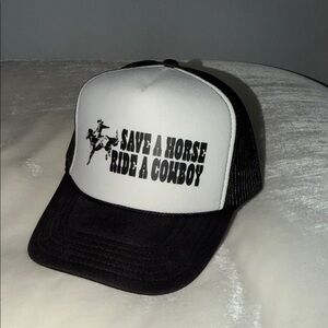 Save a Horse, Ride a Cowboy Otto Trucker Hat, black and white